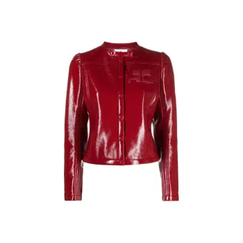 COURREGES Iconic Vinyl Biker Jacket 'Red'