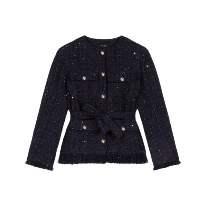 Maje Sequinned Tweed Jacket-0