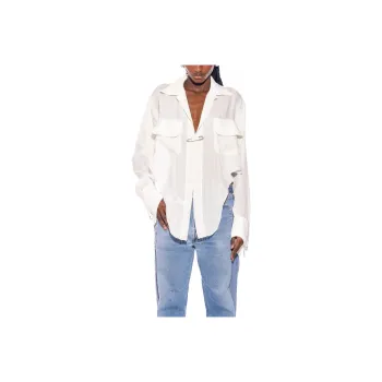 SAMI MIRO VINTAGE FW24 V CUT SAFETY PIN BLOUSE IN WHITE SHIRTING Shirt Women's White