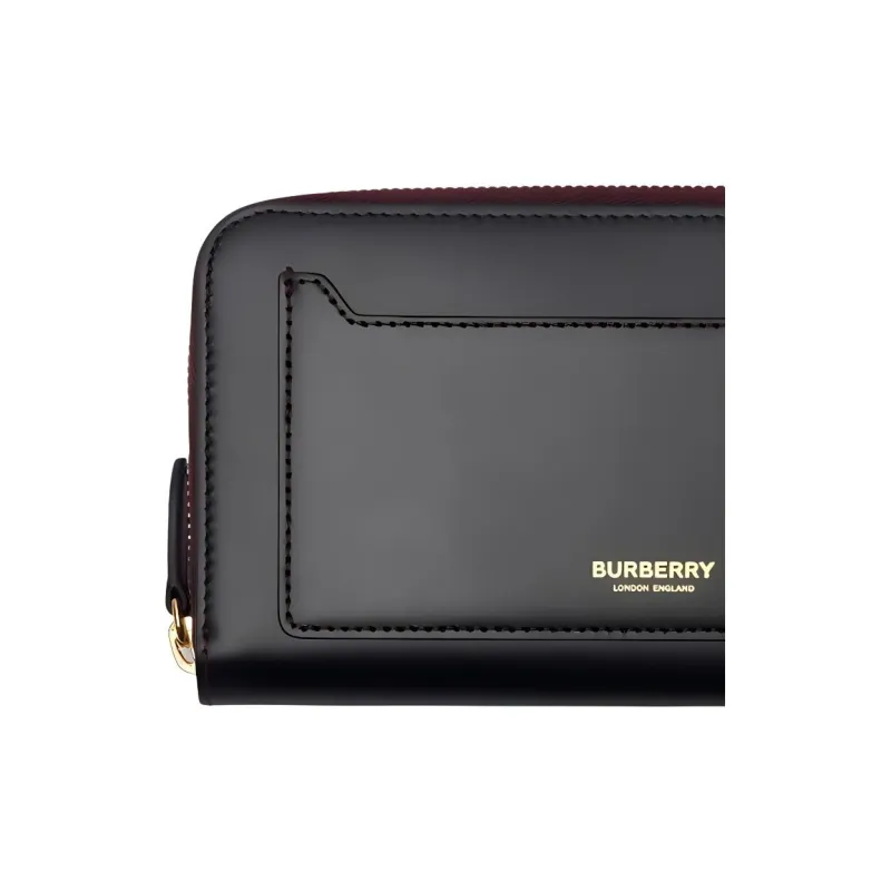 Burberry Grain Calfskin Wallet Tubas Women's Black-2
