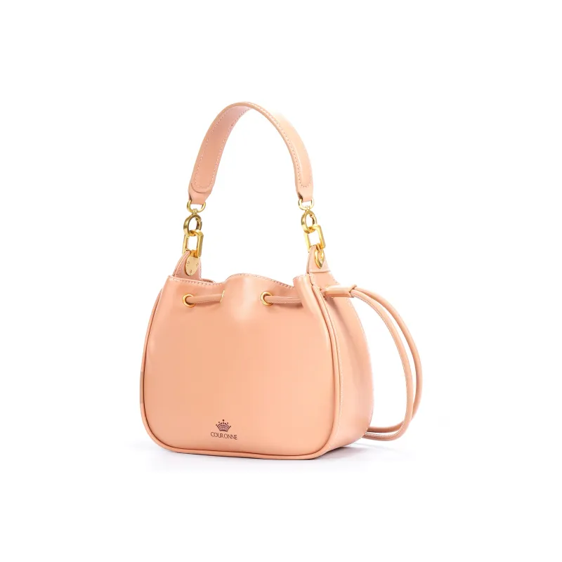 COURONNE Cow Leather Handbag Regular Women's Black/Flesh Pink-5