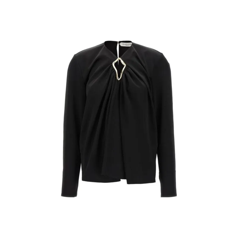 Lanvin Eyelet Detailed Draped Top-0
