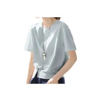 Mo Han Yi Mei T Shirt Women's Light Gray Blue