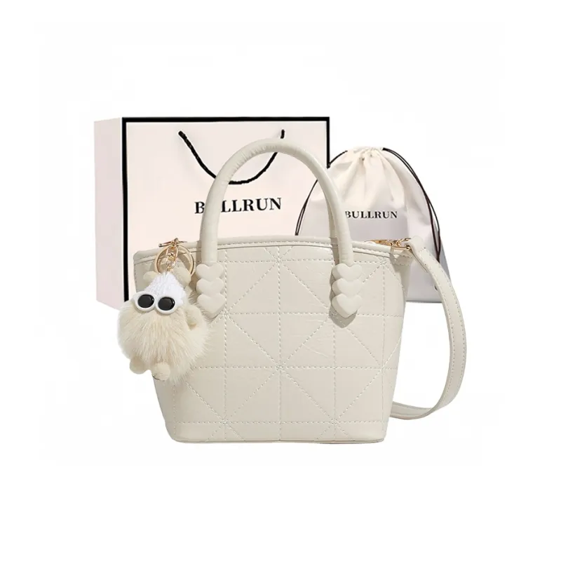 Bullrun PU Shoulder Bag, Crossbody Bag, Handbag Women's White/Pink-1