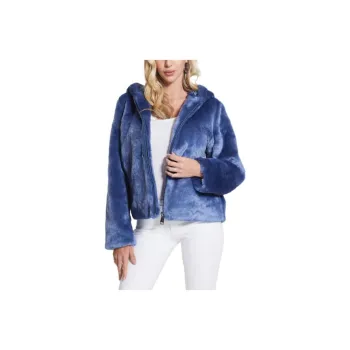 GUESS Daniela Faux-Fur Jacket Jackets Coats Women's Blue