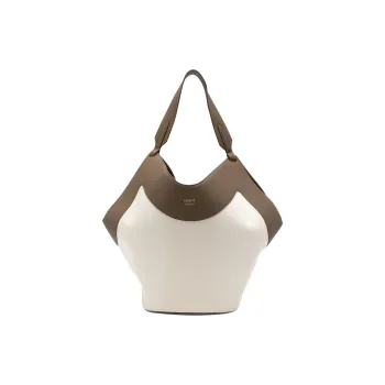 KHAITE Fabric With Calfskin Tote Bag, Shopping Bag, Handbag Medium Size Women's Light Beige