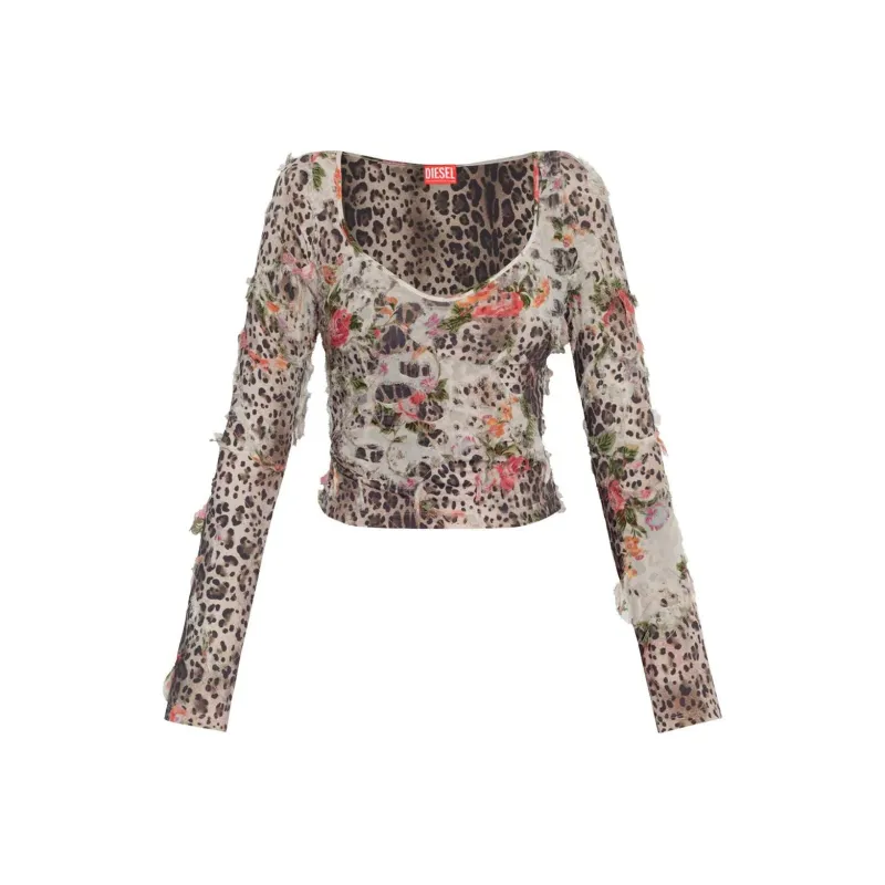 DIESEL Leopard Printed Long Sleeved Top-0