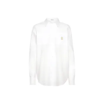 Brunello Cucinelli Logo Embroidered Oxford Shirt