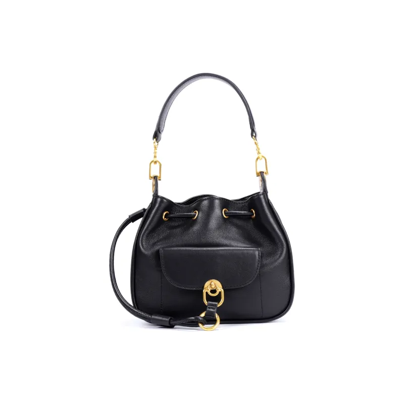 COURONNE Cow Leather Handbag Regular Women's Black/Flesh Pink-3