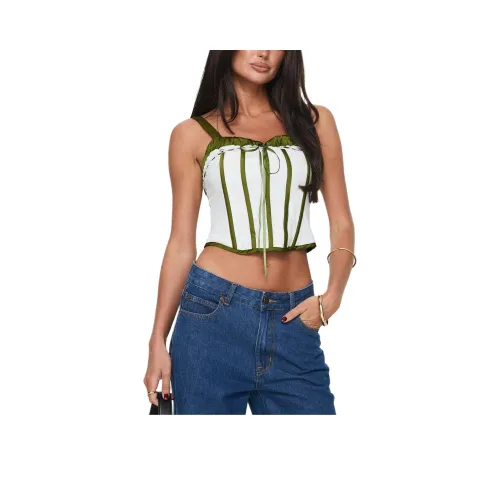 PRINCESS POLLY JIRAIA LACE CORSET TOP Camisole Women's White/Green