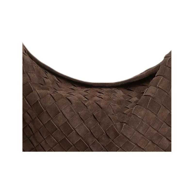 Bottega Veneta Hop Calfskin Shoulder Bag Tubas Women's Dark Brown-4