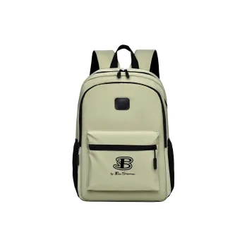 BEN SHERMAN Nylon Backpack Unisex Avocado Green/Gray/Light Gray