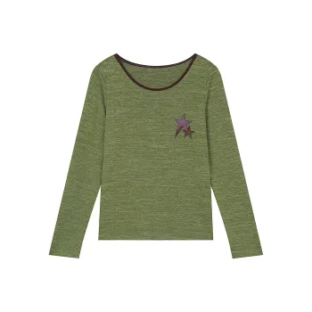 ELF SACK Vintage Stars Loose Fit Long Sleeved T Shirt Women's