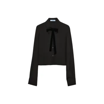 PRADA Bow Detailed Cropped Shirt