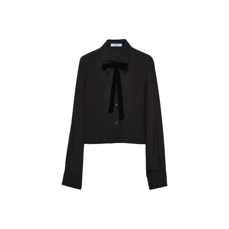 PRADA Bow Detailed Cropped Shirt-0