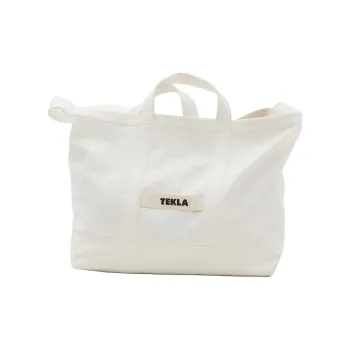 TEKLA Organic Cotton Beach Bag, Tote Bag, Shopping Bag, Shoulder Bag, Handbag Women's Beige