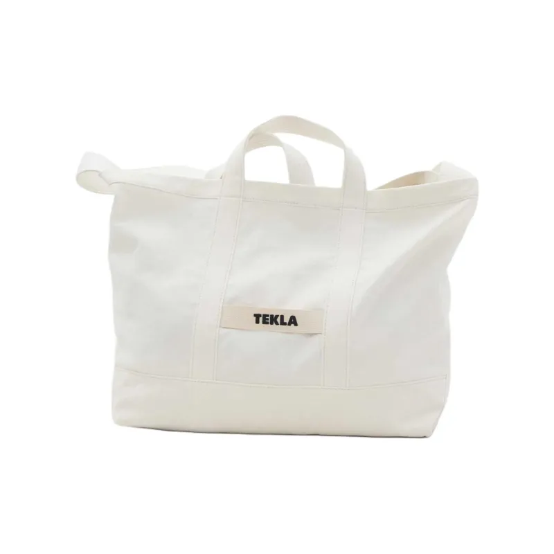 TEKLA Organic Cotton Beach Bag, Tote Bag, Shopping Bag, Shoulder Bag, Handbag Women's Beige-0