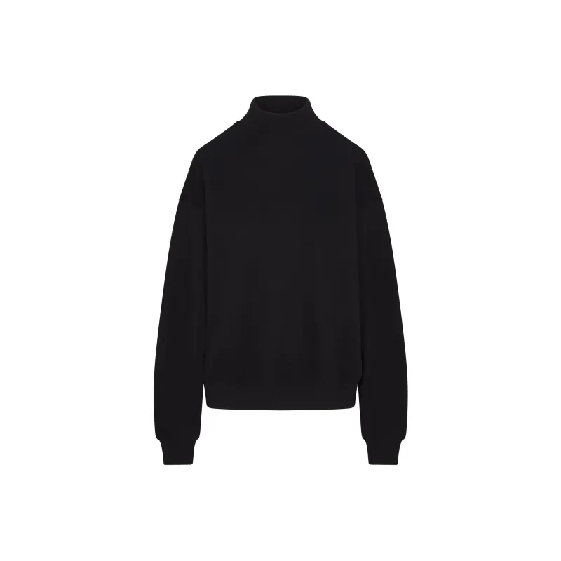 SKIMS FW24 COTTON FLEECE OVERSIZED MOCK NECK PULLOVER Sweatshirt Women's ONYX/Onyx-0
