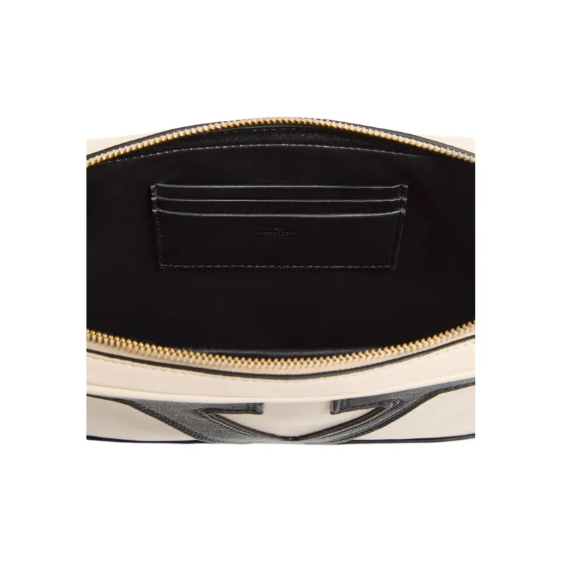 Valentino Nappa Leather Handbag Clutch Women's Cream White & Black-5
