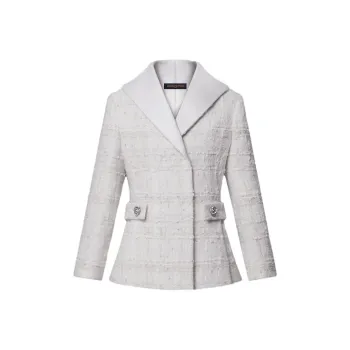 LOUIS VUITTON Graphic Collar Belted Tweed Jacket
