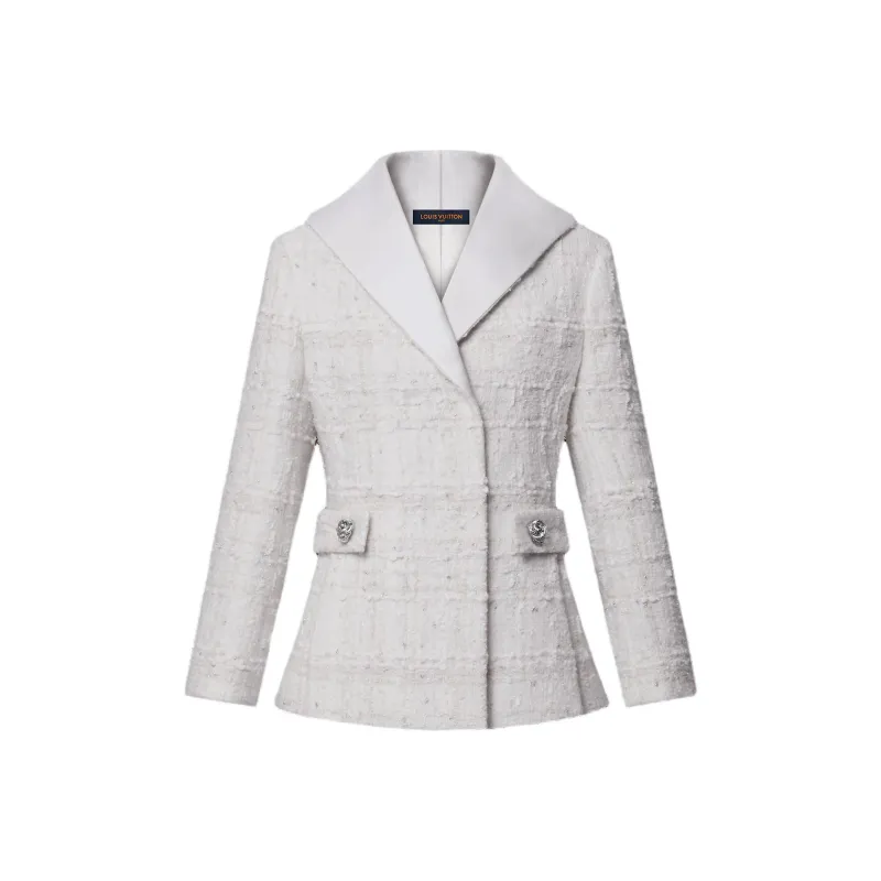 LOUIS VUITTON Graphic Collar Belted Tweed Jacket-0