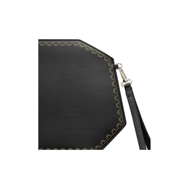 CARTIER GUIRLANDE Calfskin Coin Purse, Clutch Medium Size Women's Black-3
