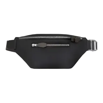 HERMES Cityslide Cow Leather Fanny Pack Men's Black Brown