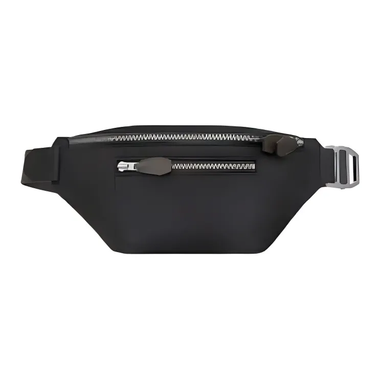 HERMES Cityslide Cow Leather Fanny Pack Men's Black Brown-0