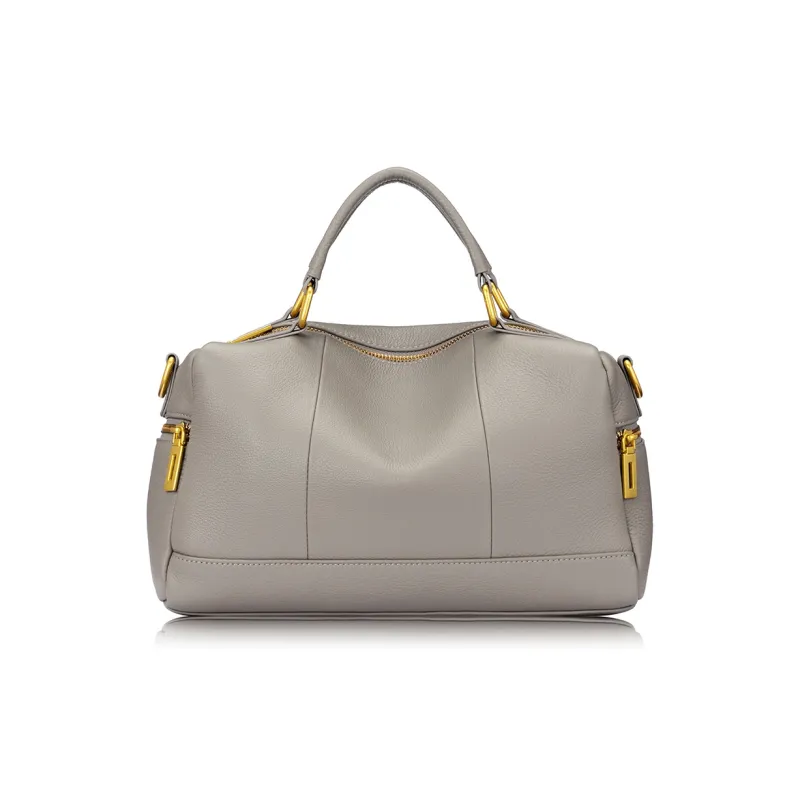 ROBERTA DI CAMERINO Cow Leather Mommy Bag Handbag Women's Black Gold/Elephant Gray-5