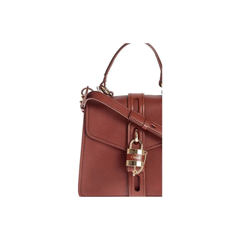 Chloe Grain Leather Handbag, Shoulder Bag Small Size Women's Tan-4