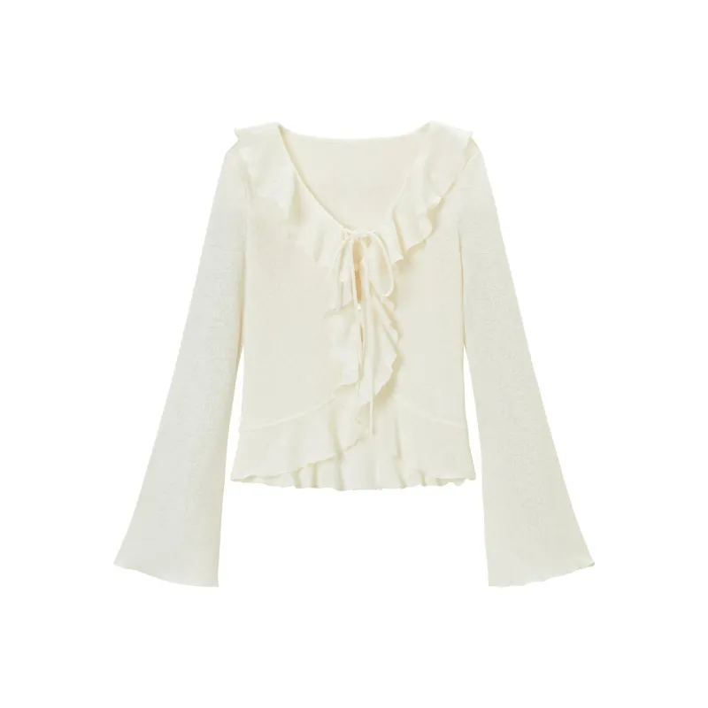 LEDIN Chiffon Shirt Women's Ecru-0