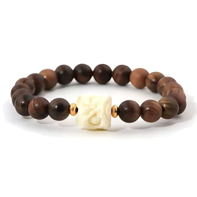 YUSHENGQING Golden Sandalwood Wooden Bracelets Unisex-0