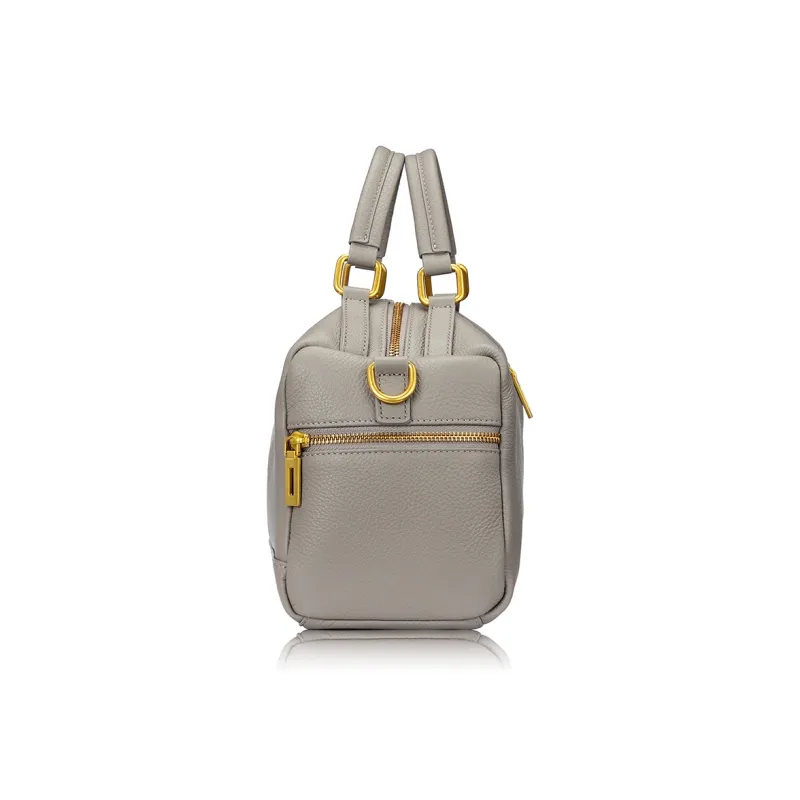 ROBERTA DI CAMERINO Cow Leather Mommy Bag Handbag Women's Black Gold/Elephant Gray-7