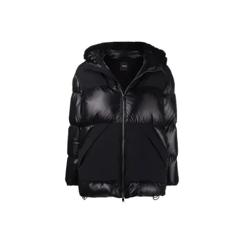 THEORY FW22 Solid Color Hooded Fitted Thickened Regular Edition Down Jacket Women's Black