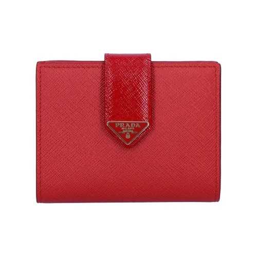 PRADA Leather Wallet Women's Red