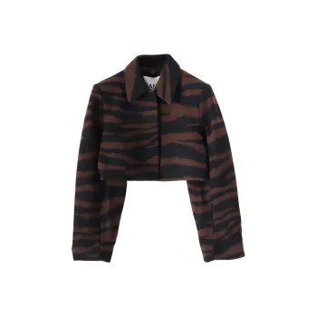 GANNI Tiger-jacquard Cropped Jacket