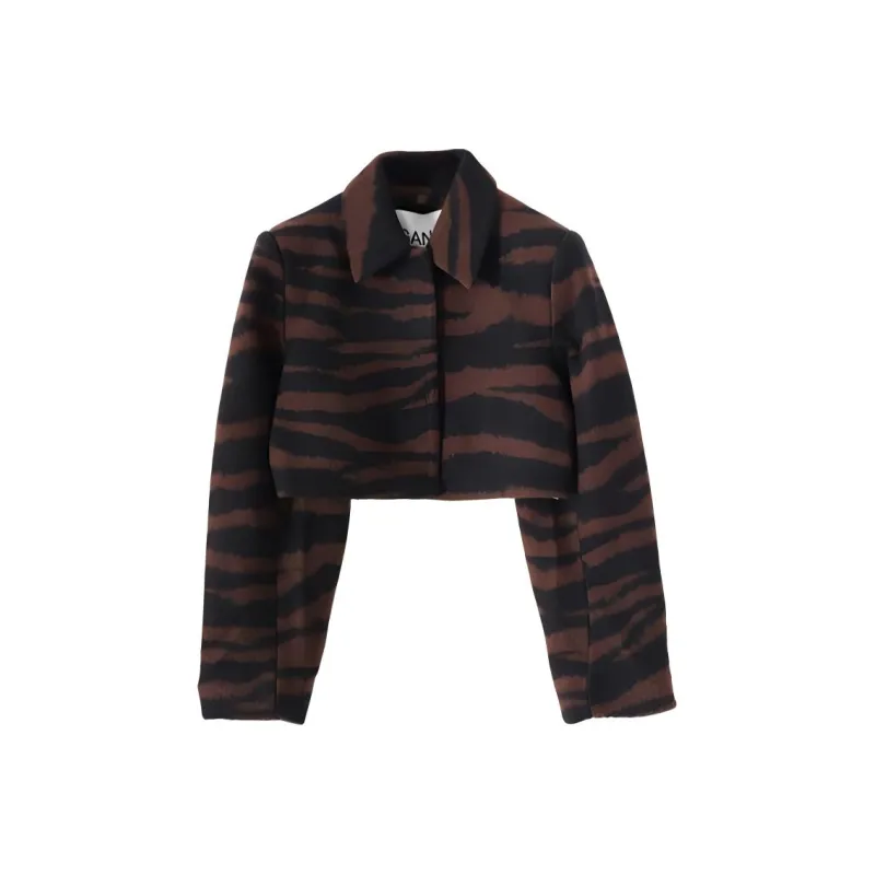 GANNI Tiger-jacquard Cropped Jacket-0
