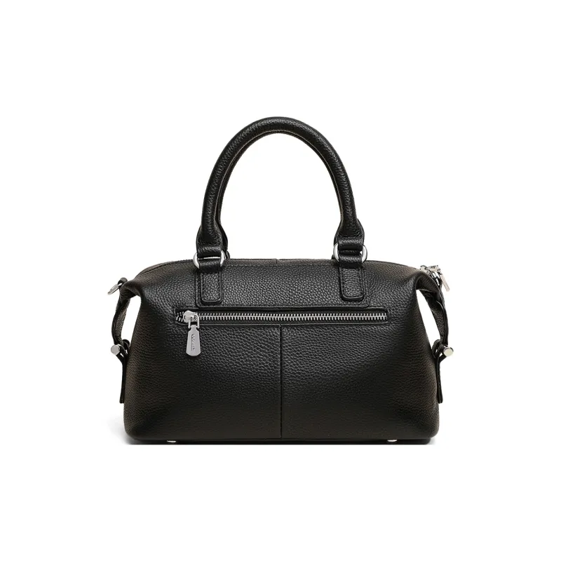 COMELY Cow Leather Handbag Boston Pillow Bag Shoulder Bag, Crossbody Bag Regular Women's Black-4
