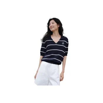 WHITEALLUSION T Shirt Women's Navy Blue