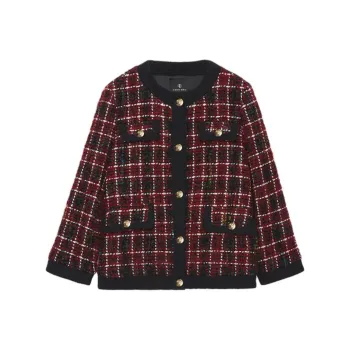 Anine Bing Lydia Cherry Plaid Jacket