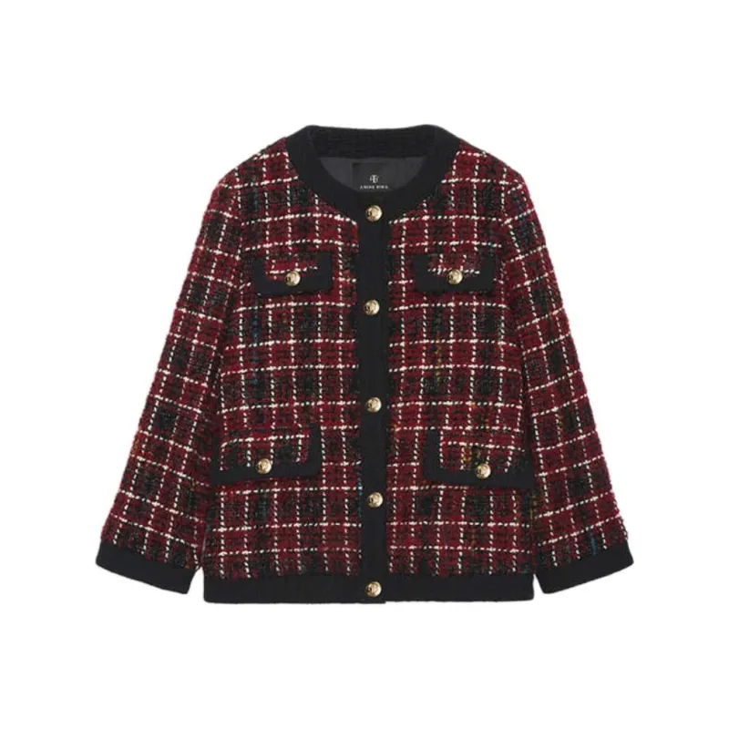 Anine Bing Lydia Cherry Plaid Jacket-0