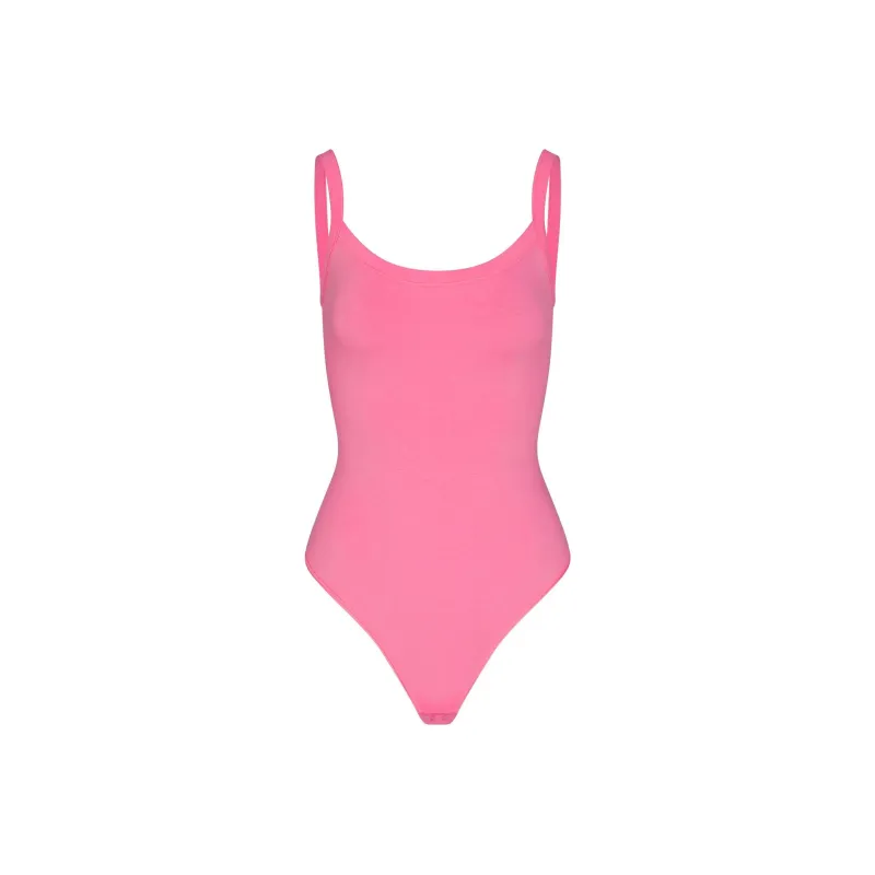 SKIMS COTTON JERSEY SCOOP NECK BODYSUIT Bodysuits Women's SUGAR PINK/Sugar Pink-0