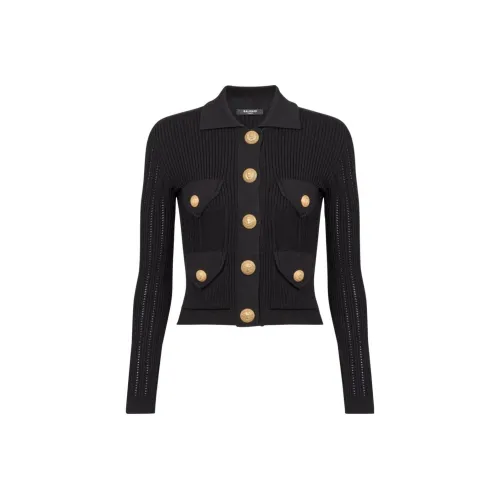 balmain koszulka Long-Sleeved Ribbed Knitted Cardigan