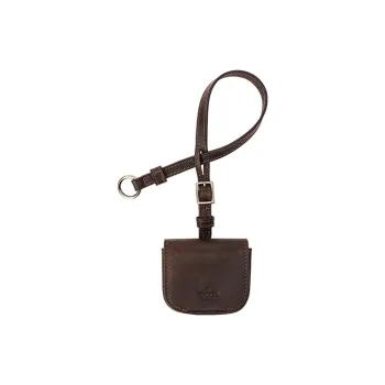 GROTTO Calfskin Bag Accessory Mini Unisex Charred Wood Brown, Antique Silver