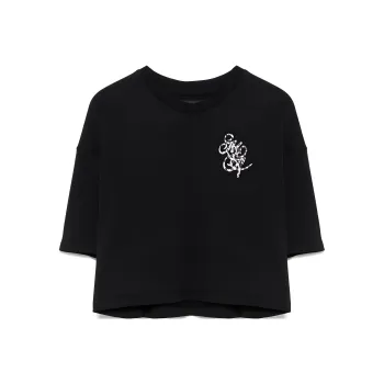 AMIRI Logo Daetailed Crewneck Cropped T-Shirt