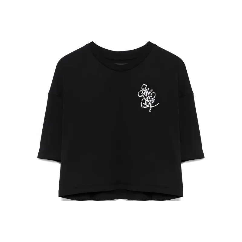 AMIRI Logo Daetailed Crewneck Cropped T-Shirt-0