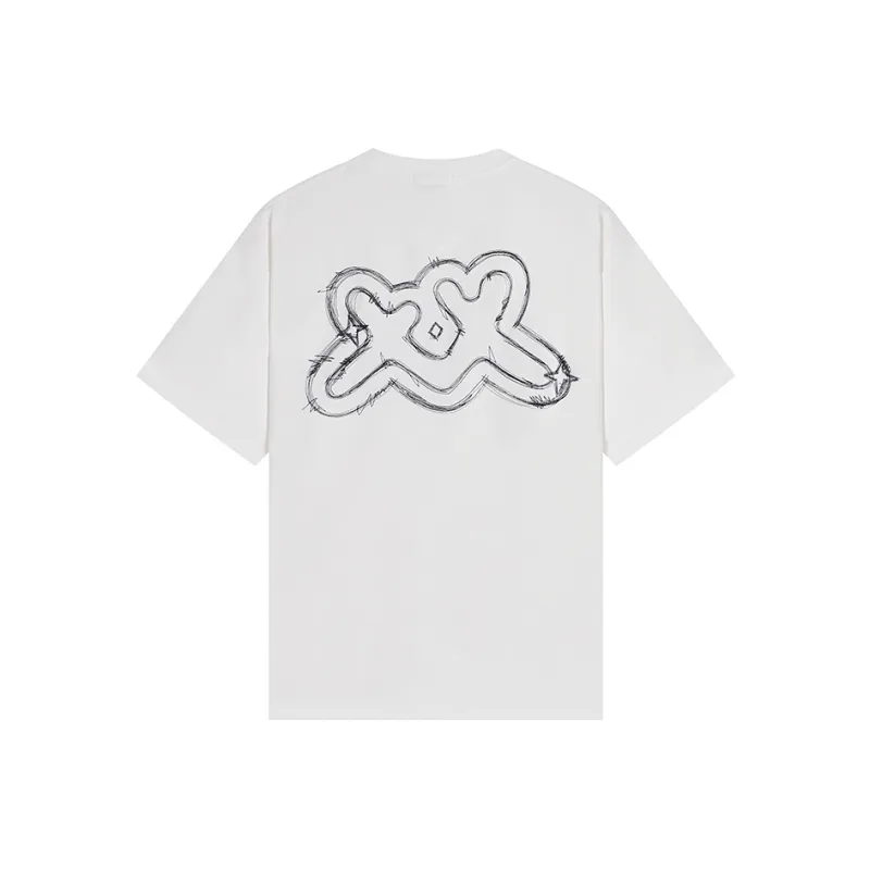 POPWAVE T Shirt Unisex White Cross Stitch Embroidery Top-1