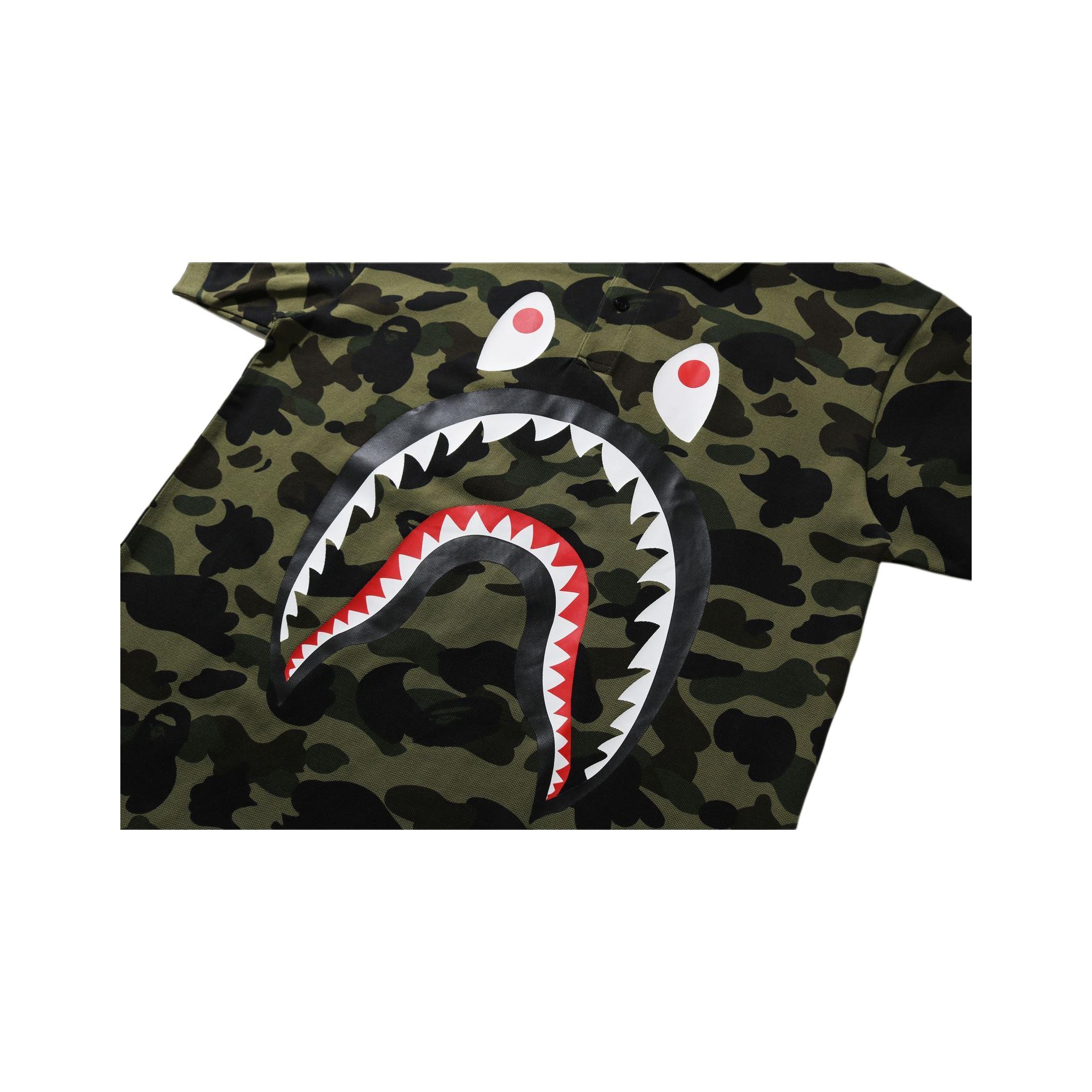 A BATHING APE 1st Camo Shark Polo Army Green L - POIZON