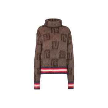 BALMAIN Monogram print Striped Jumper