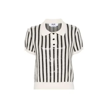 MSGM Sequin Embellished Short Sleeved Jumper